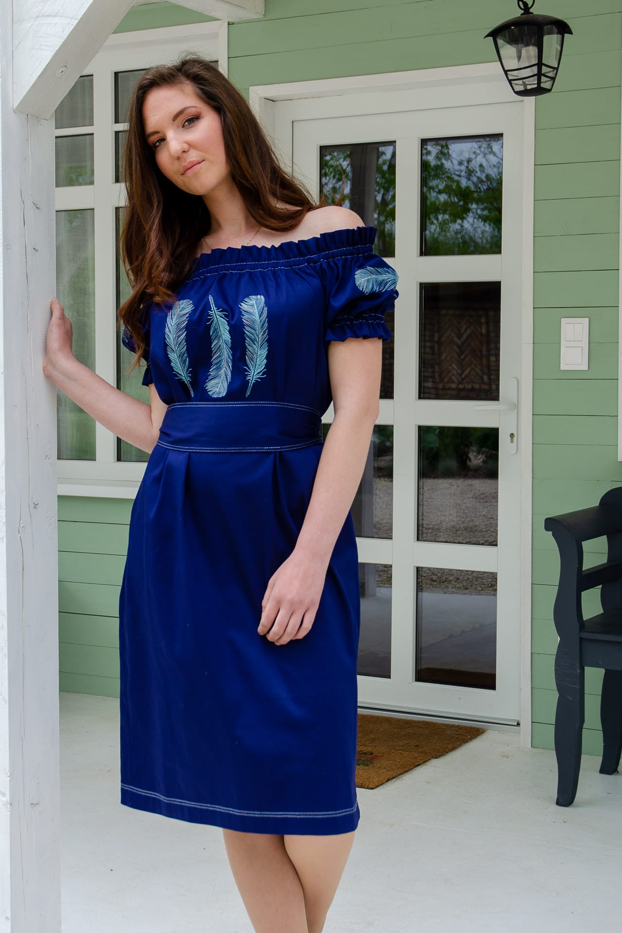 Embroidered blue dress